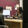 Advisor meeting with a student in the career center