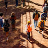 View of students walking down Polett walk
