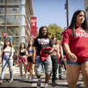 Students crossing Broad St to attend Convocation 2022
