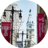 Temple T Flags and Philadelphia City Hall