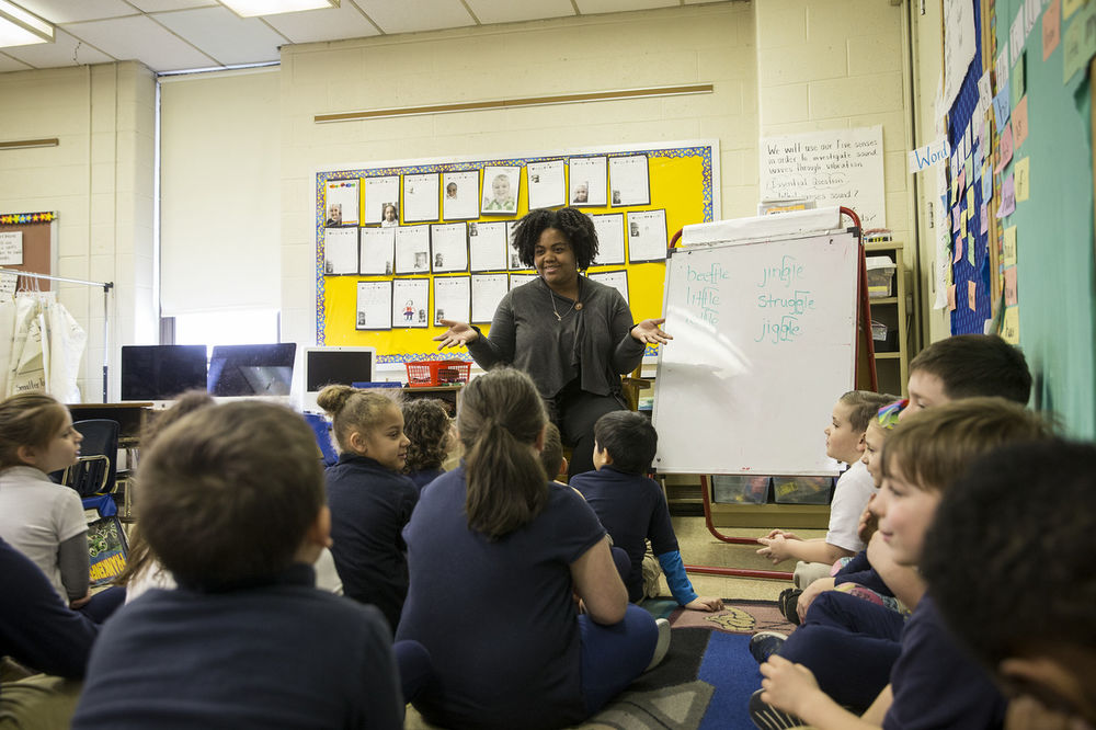 Teacher in class at Hancock Elementary