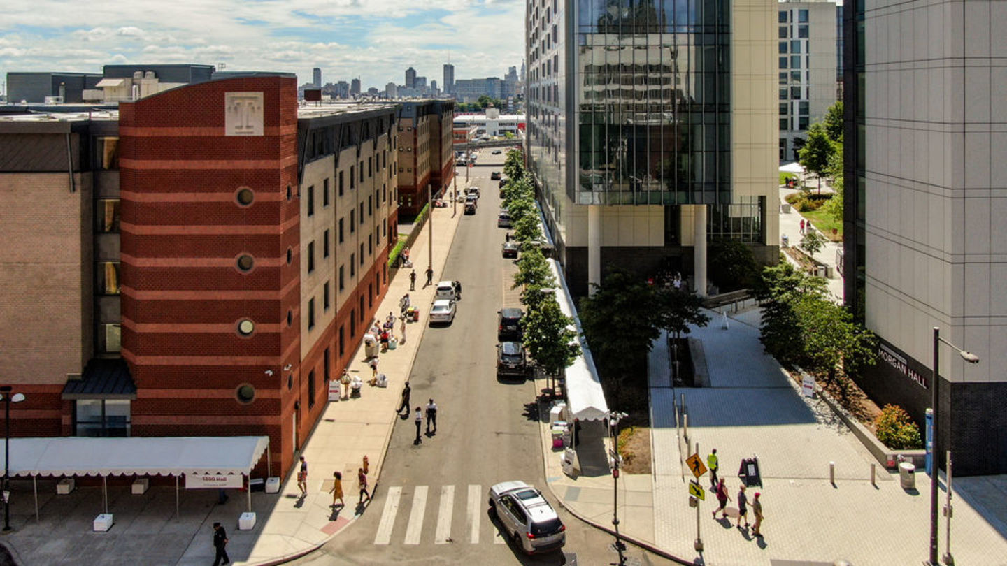 Aerial shot of Temple University campus